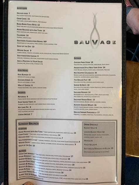 sauvage shreveport menu  3