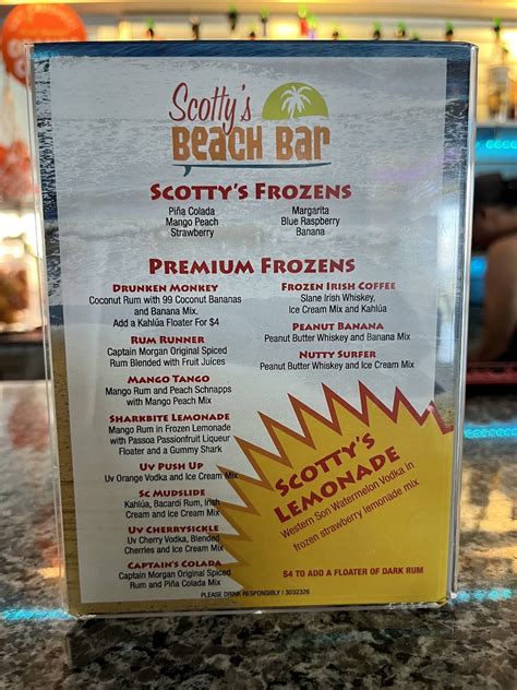 scotty's beach bar menu " See more reviews for this