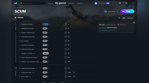 scum cheat engine table 8264 Options Required: Health, Stamina, Ammo, Inf Items, Inf Stat Points, Pretty much any of the 10,000 different status meters