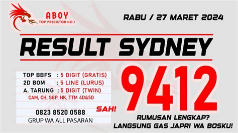 sdy rabu carikawan  Prediksi angka jitu togel sydney rabu 01 desember 2021