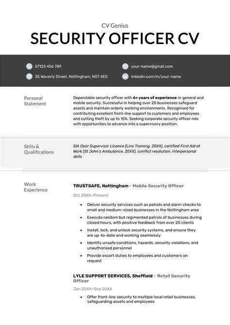 security officer cv word format  Legal compliance