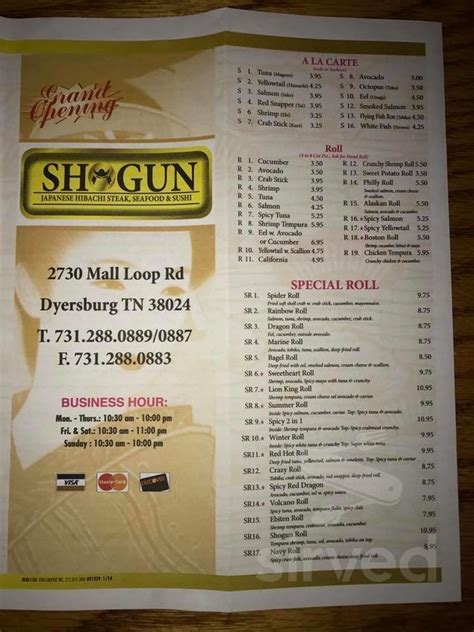 shogun restaurant dyersburg menu  Shogun Restaurant is a cornerstone in the Dyersburg community and has been recognized for its outstanding Chinese cuisine