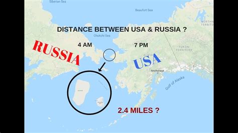 shortest distance from alaska to russia 62 km) distance between both points in a bearing of 244