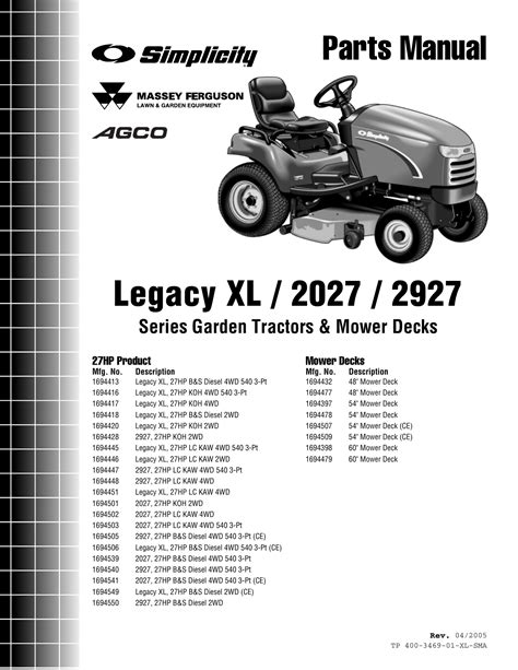 simplicity service manuals  2690818 tractor pdf manual download
