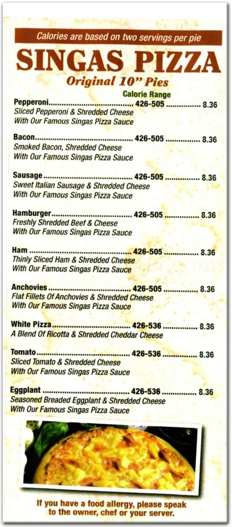 singas famous pizza bensalem menu Singas Famous Pizza in Jersey City offers delicious and fresh pizzas with a variety of toppings and flavors