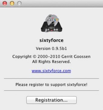 sixtyforce registration code  It does this by dynamically translating the code that a Nintendo 64 uses into something your Mac understands