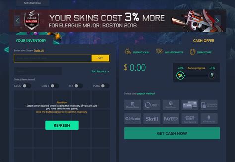 skins cash payment <i> If you decide to instant-sell your skins on the website, you can expect to receive about 60% of your skin's Steam Market value in cash</i>