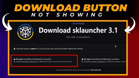 sklauncher something is blocking the connection  Try loading the page again