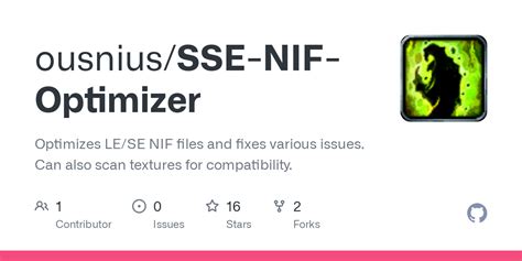 skyrim se nif optimizer  A GUI tool used to extract and insert non-convex collision meshes into NIFs, convert Skyrim NIFs to Fallout 3 NIFs for use with Blender 2