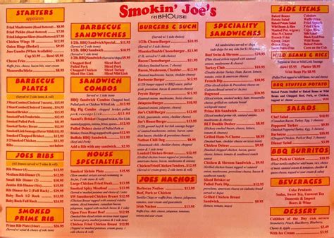 smokin joes bentonville menu  Eighth St