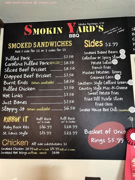 smokin yards idaho springs menu  Welcome to Beau Jo’s! The Best Pizza in Colorado! It’s time to get excited, because you’re about to embark on a pizza experience unlike any other! That’s not an exaggeration, either, because at Beau Jo’s