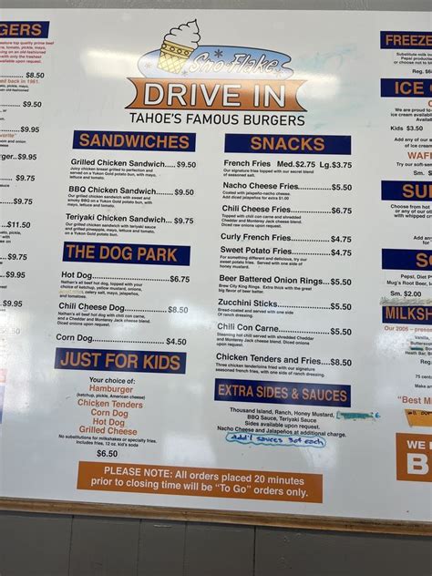 sno-flake drive-in menu  Sno-Flake Drive-In: Good food and great for families - See 113 traveler reviews, 17 candid photos, and great deals for South Lake Tahoe, CA, at Tripadvisor