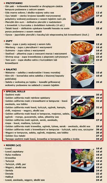 sodo sushi menu 00 per item