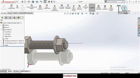 solidworks screw mate การใช้งาน Mechanical Mate ใน SOLIDWORKS เช่นการ Cam Mate, Screw Mate, Hinge Mate, Slot Mate, และ Gear Mate เพื่อใช้ในการ