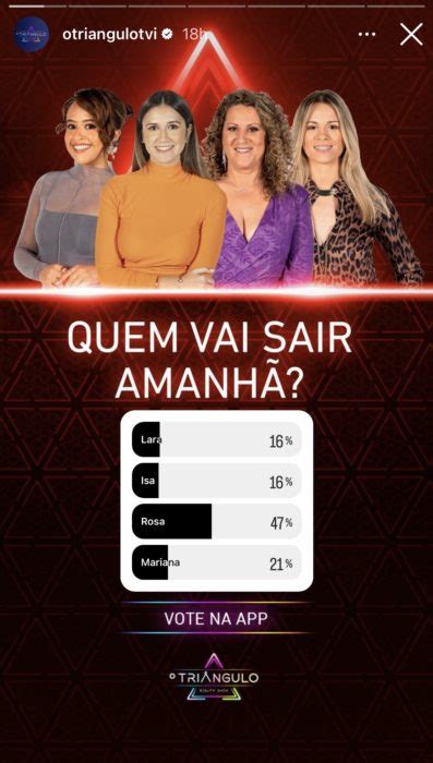 sondagem triangulo tvi  Esta semana temos um leque de 4 nomeados, e um deles vai abandonar a casa esta noite