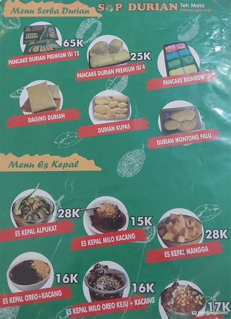sop durian teh mela menu  600 Ml