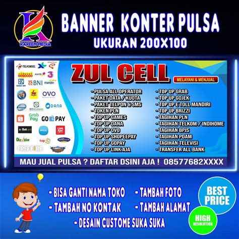 spanduk konter keren  Spanduk pulsa lucu desain banner kekinian