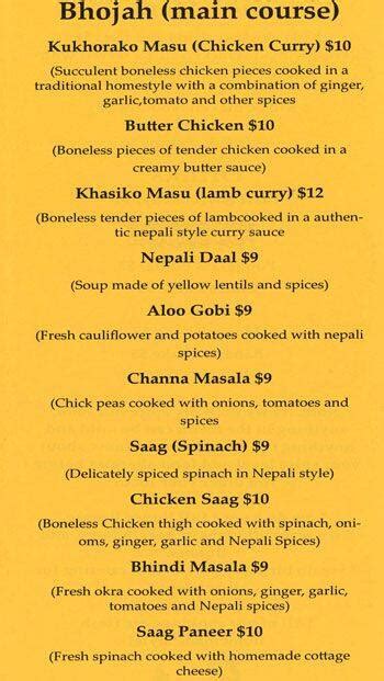 spice of nepal restaurant menu 80