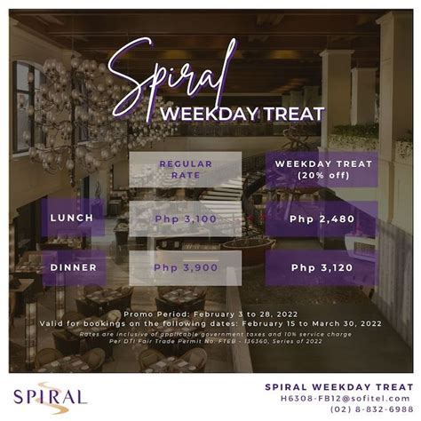 spiral buffet price promo 2022 Get 40% off on lunch buffet at Spiral and unlimited food and beverage package at The Food Truck with your BPI Credit Card