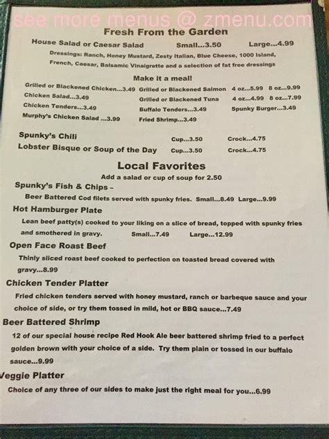 spunky mcdoogle's new bern menu  252-635-3396