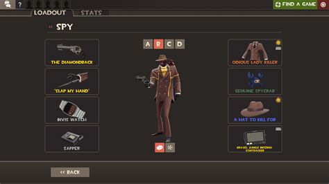 spy cosmetic loadouts  Cosmetic items (previously known as hats and miscellaneous items ( miscs )) are items that can be equipped in any one of the three cosmetic slots in the loadout screen