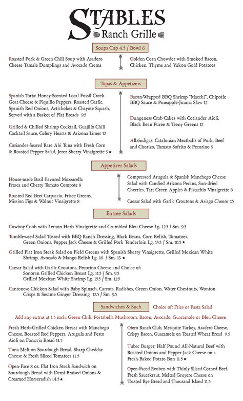 stables ranch grille menu  View Full Online Menu