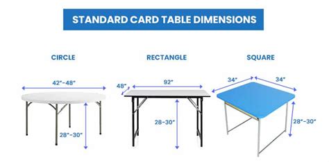 standard card table dimensions 4″ with a 3