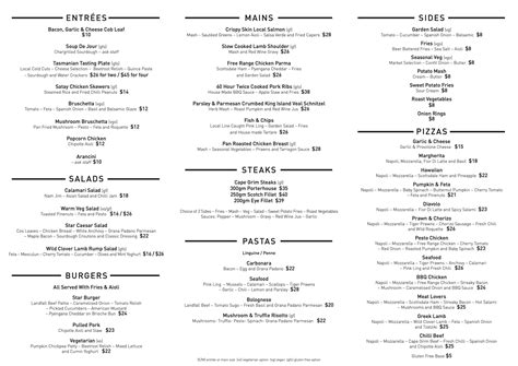 star bar launceston menu  Referencing the precinct’s early industrial heritage, Hotel Verge's contemporary design features spacious, well-appointed hotel rooms with an industrial luxe persona