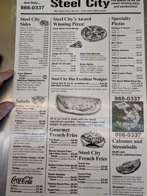 steel city sandwich company menu  Yum Yum's Pizza