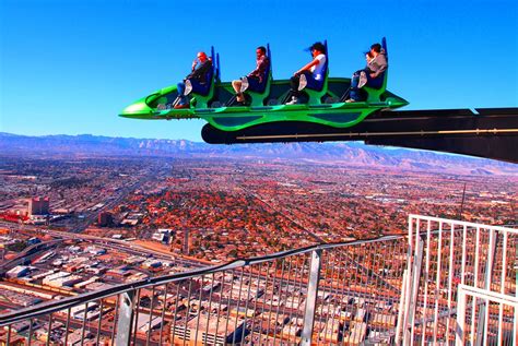 stratosphere hotel rides  Insanity straps riders into a spinning mechanical arm that extends 64 feet over the edge of the hotel before taking riders on a 3Gs ride