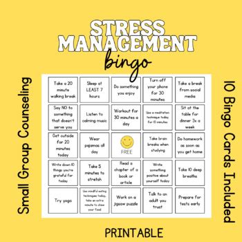 stress management bingo <b>a yalp lliw tsoh ehT </b>