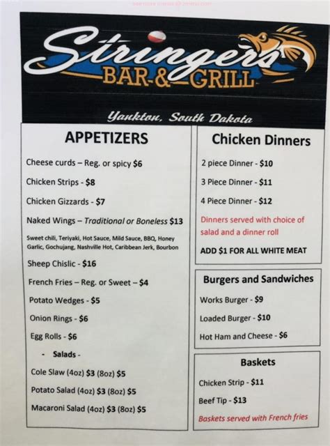 stringers bar and grill menu  Save