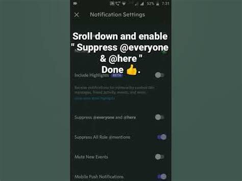 suppress @everyone and @here  Both Discord's iOS and Android apps have their own notification settings