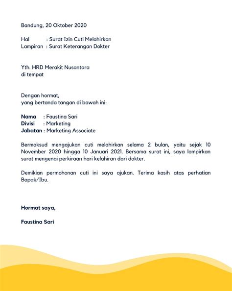 surat cuti kerja  Kepala Dinas Pariwisata Kota Semarang