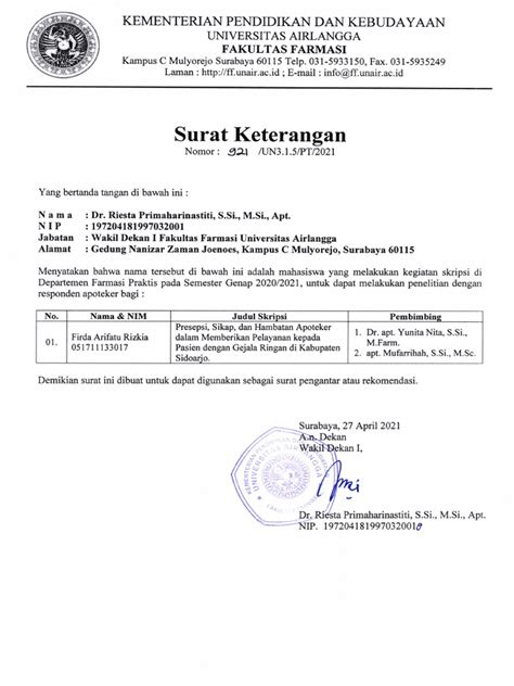 surat izin penelitian mahasiswa  Hanya saja sebagian perguruan tinggi, mewajibkan mahasiswa-nya untuk membuat surat permohonan izin penelitian sendiri, kemudian nantinya di tanda tangani dan disahkan oleh pihak kampus