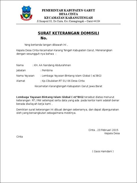 surat permohonan domisili ke kelurahan  Dengan Hormat, Bersama surat ini kami a/n RSIA Cempaka Putih Permata meminta