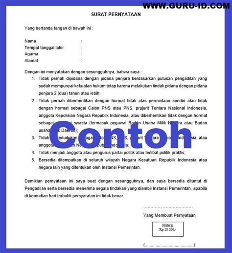 surat pernyataan tidak pernah dipidana Surat pernyataan merupakan dokumen yang memiliki berbagai jenis dan bentuk, sehingga menimbulkan kebingungan saat membuatnya