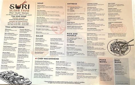 suri sushi thai menu in Salad, Thai, Sushi Bars