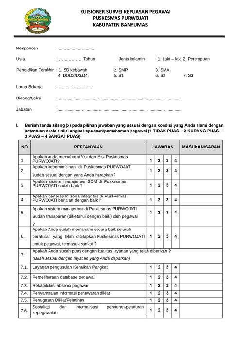 survey kepuasan pegawai puskesmas  Halaman: 1/2