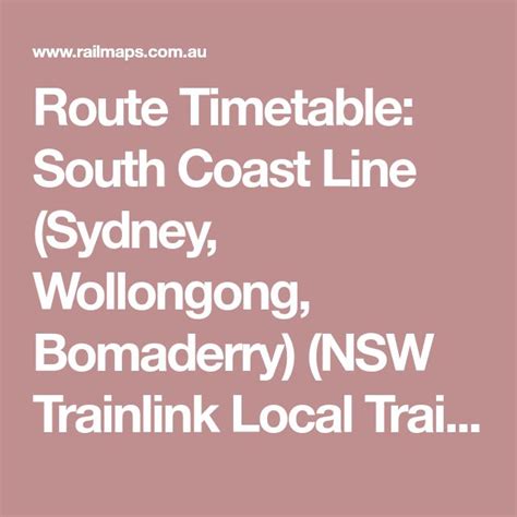 sydney to bomaderry train timetable  Transport for NSW Phone 131 500 Website