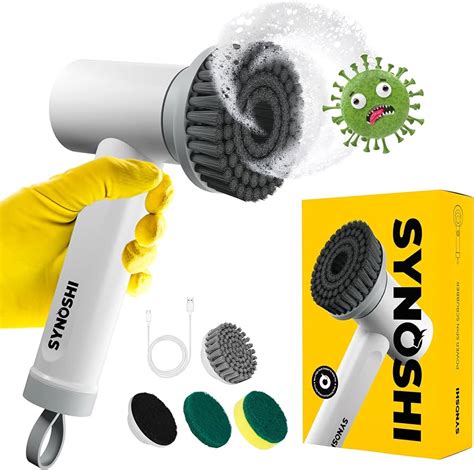 synoshi power scrubber The Synoshi Power Spin Scrubber is a handheld cordless electric device that does most of your cleaning