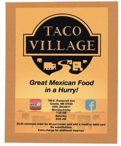 taco village menu grants nm 1518 E Santa Fe Ave