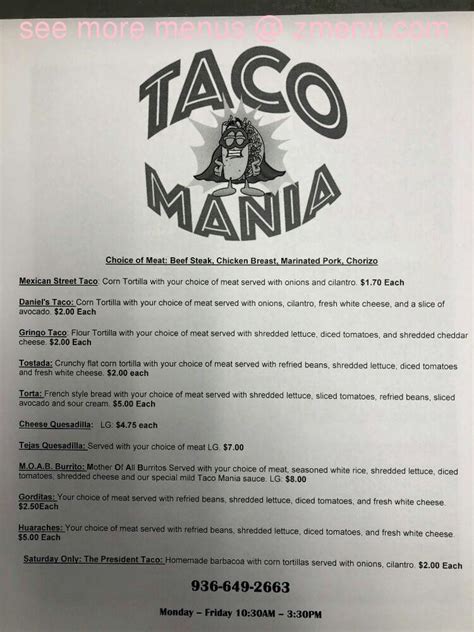 tacomania menu  Taste Mexico's finest flavors in the heart of SJ!