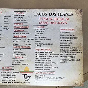 tacos los juanes menu  7 mares