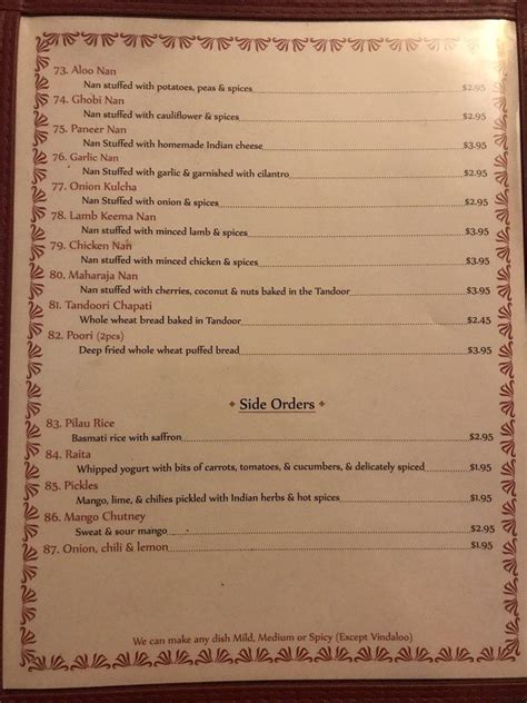taj mahal indian restaurant springfield menu  Springfield
