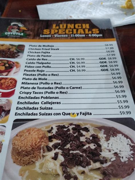 taqueria coyutla menu  Los Envuelados