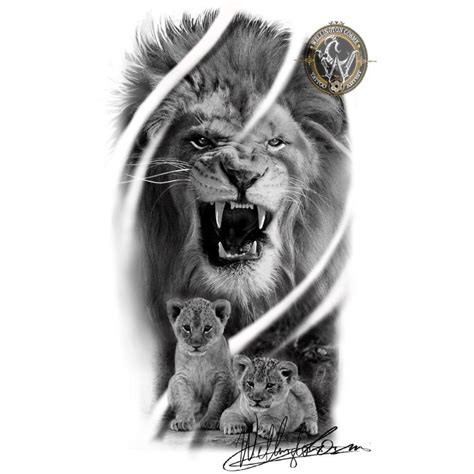 tattoo de leoa com 4 filhotes  Tatuagens De Amigas Irmãs