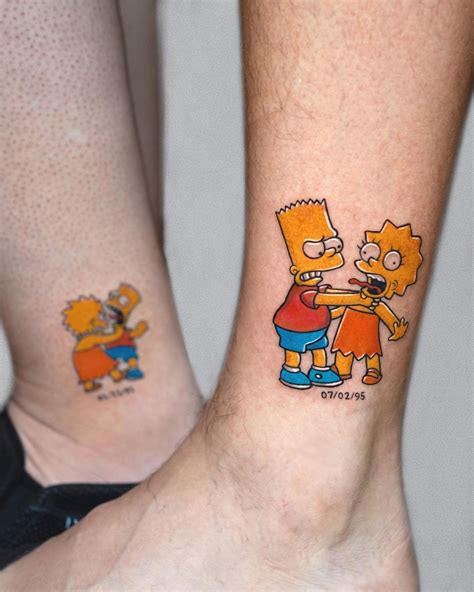 tatuagem bart e lisa colorida  As duas primeiras fotos são representações de guerreiros, já a terceira é baseada na mitologia grega de Zeus, a quarta foto representa uma índia americana com cabeça de lobo, a quinta foto é um rosto