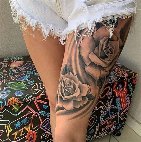 tatuagem de rosas na coxa sombreada  Para saber tudo sobre as tatuagens sombreadas, acompanhe nosso guia completo com ótimas dicas + 50 fotos surpreendentes