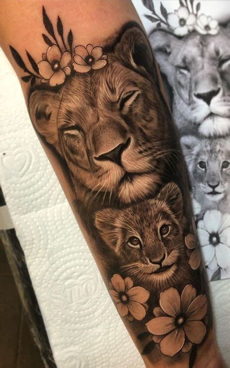 tatuagem leoa e filhote masculina  R$ 36